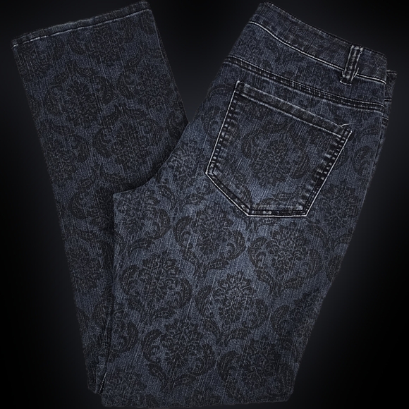 Liverpool Jeans Company Denim - Liverpool Jeans Company Black Patterned Straight Leg Jeans